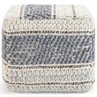 Trent Home Boho Square Pouf in Blue and Natural Handloom Woven