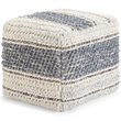 Trent Home Boho Square Pouf in Blue and Natural Handloom Woven