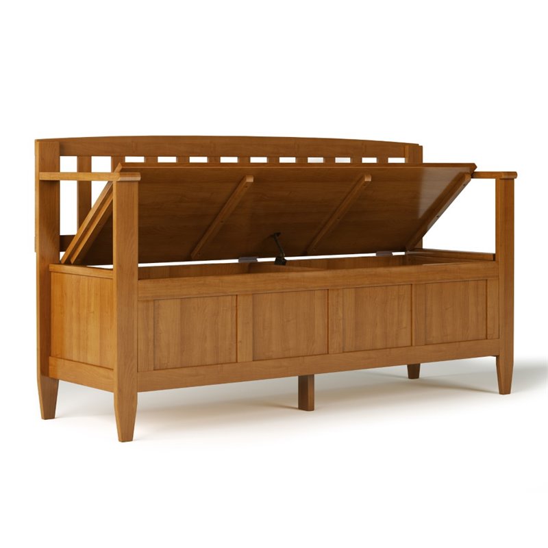 Trent Home Solid Wood Entryway Storage Bench in Light Golden Brown