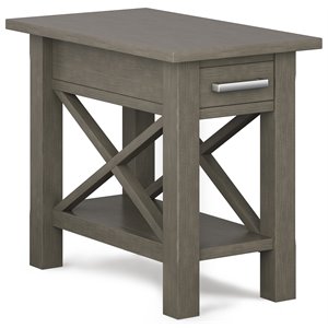 Trent Home Contemporary Solid Wood Narrow End Table with Storage in Gray