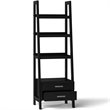 Trent Home 4 Shelf Soild Wood Modern Ladder Bookcase in Black
