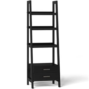 Trent Home 4 Shelf Soild Wood Modern Ladder Bookcase in Black