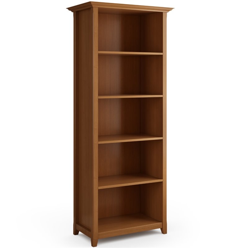 Trent Home 5 Shelf Solid Wood Bookcase in Light Golden Brown