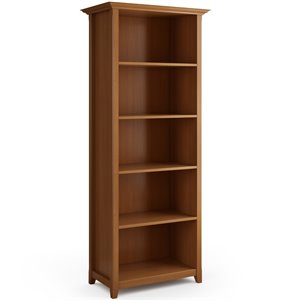 trent home 5 shelf solid wood bookcase in light golden brown