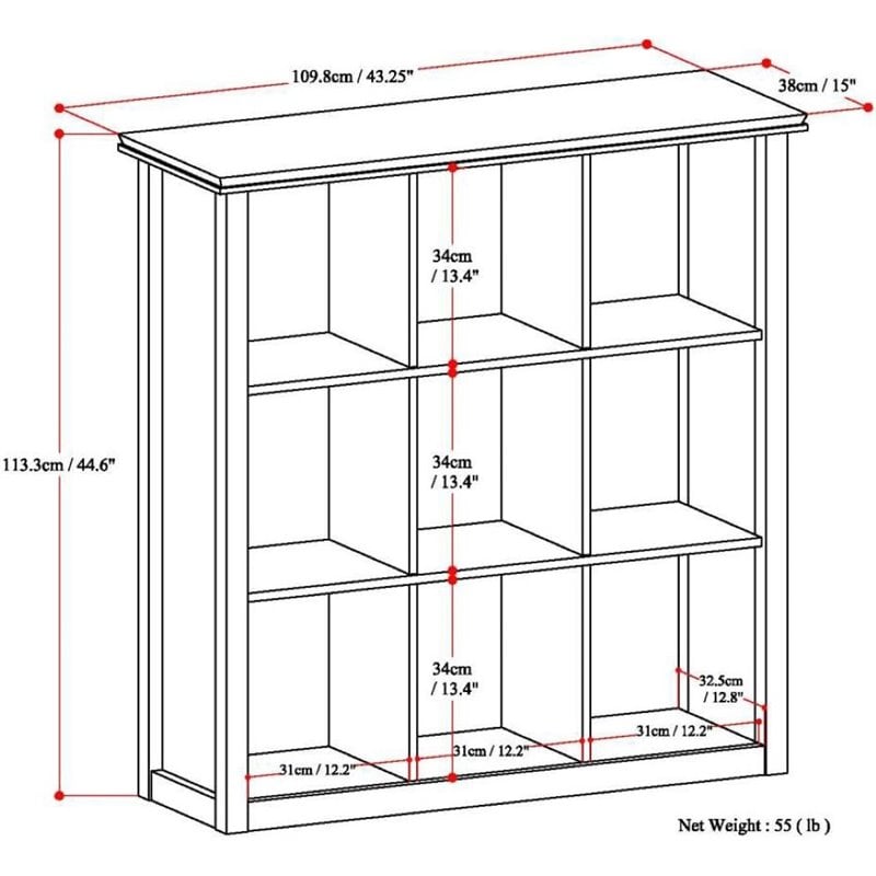 Trent Home Wood Transitional 9 Cube Bookcase and Unit in White