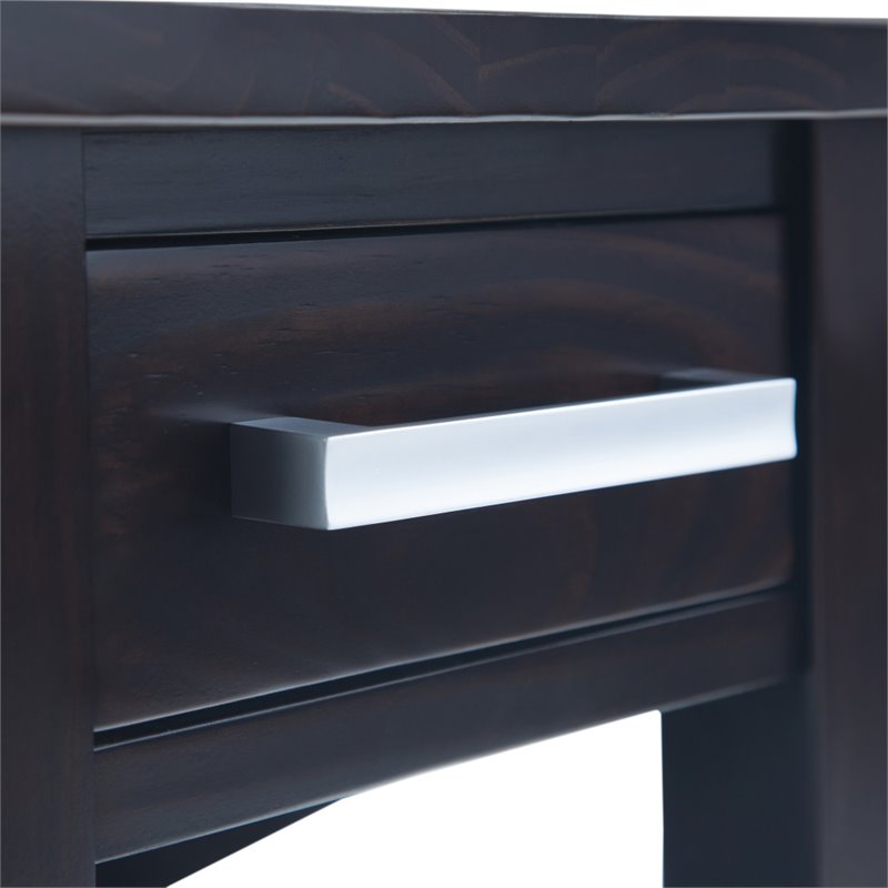 Trent Home Solid Wood Narrow End Table with Drawer in Hickory Brown