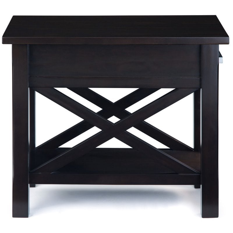 Trent Home Solid Wood Narrow End Table with Drawer in Hickory Brown