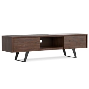 Trent Home 72&quot Solid Wood Modern TV Stand in Distressed Charcoal Brown