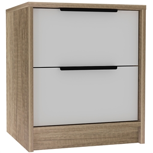 trent home modern 2 drawer night stand white and light oak