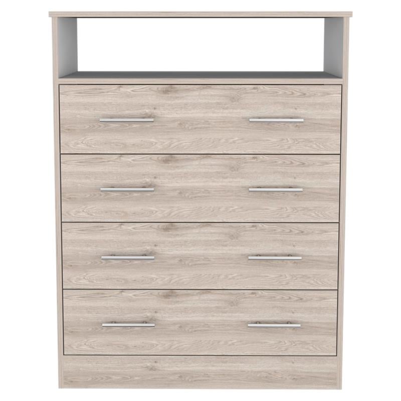 Trent Home Engineered Wood Four Drawer Dresser in Light Grey and White