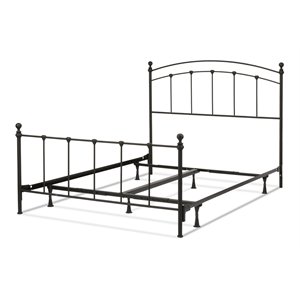 Trent Home Transitional Sanford Queen Sized Decorative Metal Bed in Matte Black