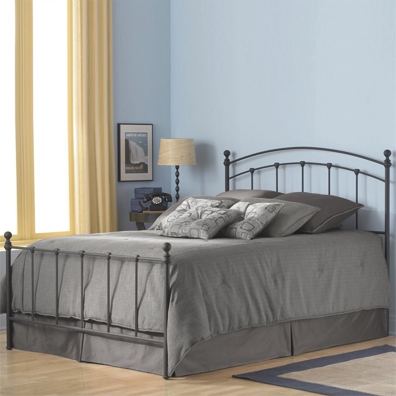 Trent Home Transitional Sanford King Sized Decorative Metal Bed in Matte Black
