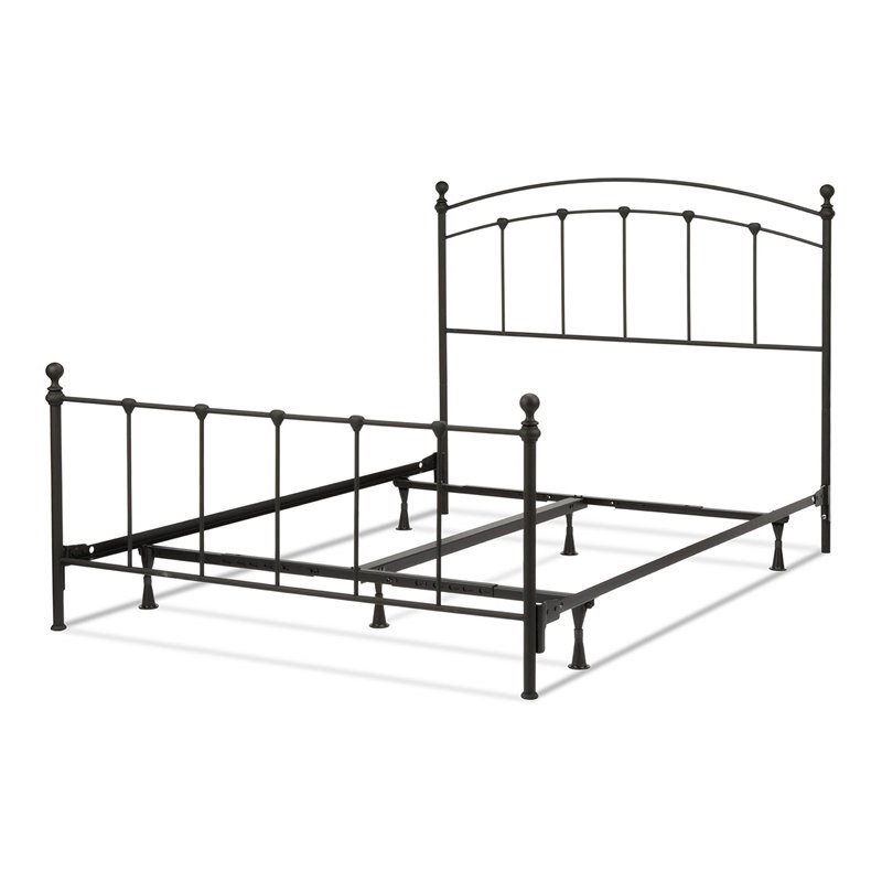 Trent Home Transitional Sanford King Sized Decorative Metal Bed in Matte Black
