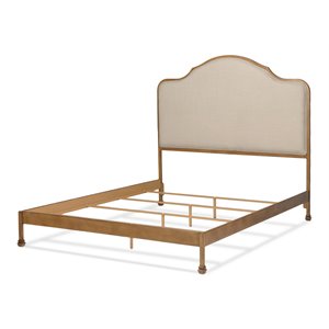 Trent Home Transitional Calvados King Sized Upholstered Wood Bed in Oak