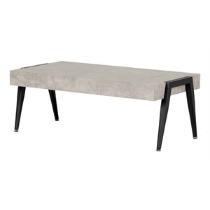 Trent Home Industrial Wood Top Faux Concrete Coffee Table in Gray and Black