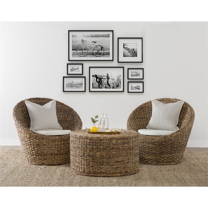 日本初の Trent Home in Table Coffee Wicker/Rattan Round Transitional テーブル・チェア・ハンモック