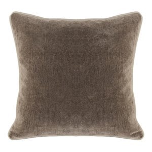 Trent Home Transitional 18&quot Square Cotton Velvet Throw Pillow in Brown
