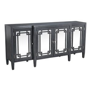 Trent Home Transitional 4-door Wood and Mirror Sideboard in Charcoal Gray