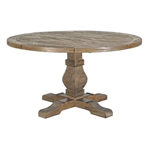 Trent Home Transitional Round Reclaimed Pine Dining Table in Weathered Brown