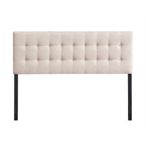 Trent Home Button Tufted Fabric Upholstered Headboard of King Size in Beige