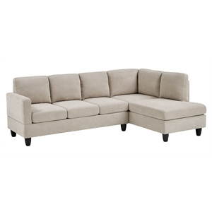 Trent Home Polyester Fabric 95.25 Wide Sofa & Chaise in Beige