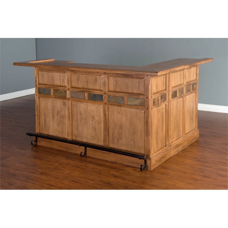 Sunny Designs Sedona LShape Home Bar in Rustic Oak 1964RO