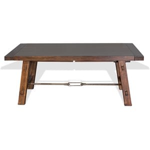 Sunny Designs Tuscany 106&quot Farmhouse Wood Extension Table in Medium Brown