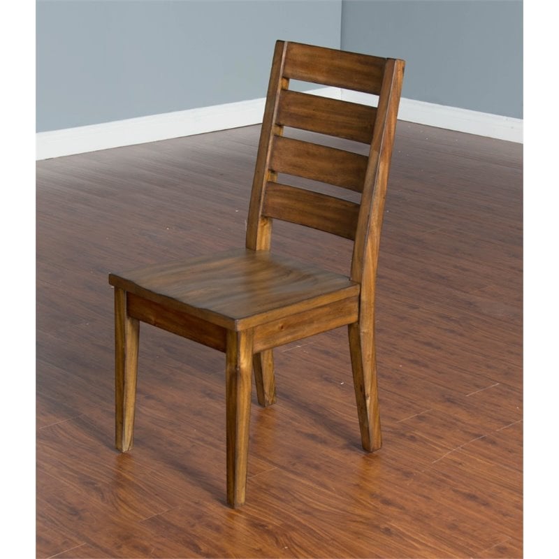 Sunny Designs Live Edge Ladder Back Solid Wood Dining Chair in Natural Mindi