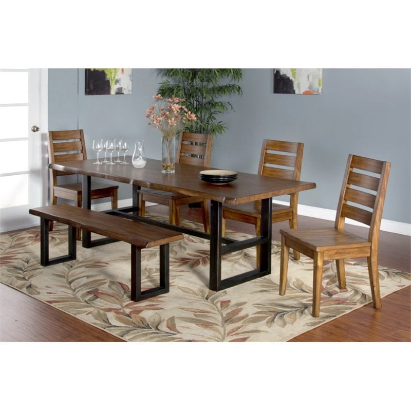 Sunny Designs Live Edge Ladder Back Solid Wood Dining Chair in Natural Mindi