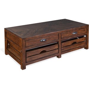 Sunny Designs Canyon Creek 50&quot Transitional Wood Coffee Table in Dark Brown