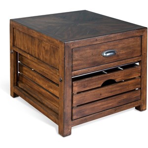 Sunny Designs Canyon Creek 24&quot Mahogany Wood End Table in Dark Brown