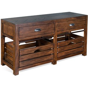 Sunny Designs Canyon Creek 50&quot Transitional Wood Sofa/Media Table in Dark Brown