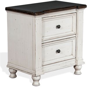 sunny designs carriage house 2-drawer wood night stand in off white dark brown