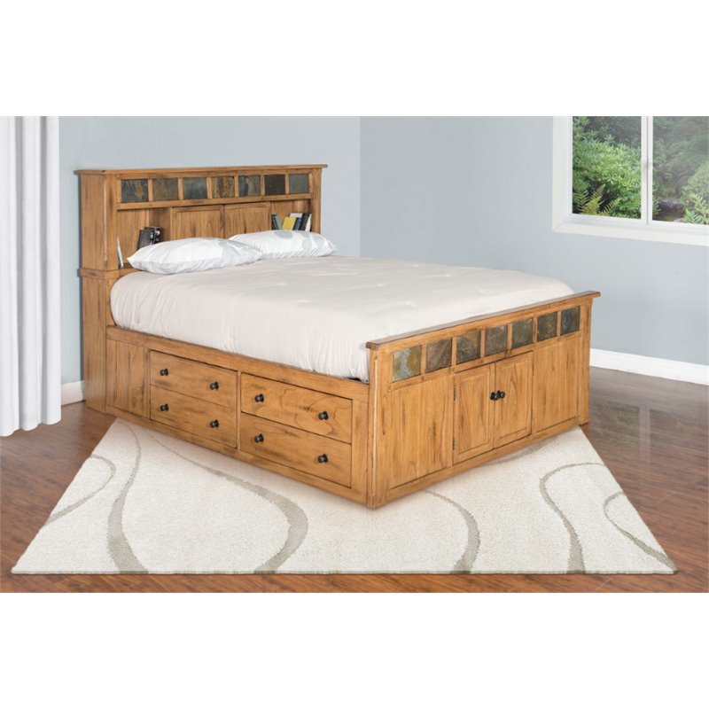 Sunny Designs Sedona Queen Storage Panel Bed in Rustic Oak 2334ROSQ