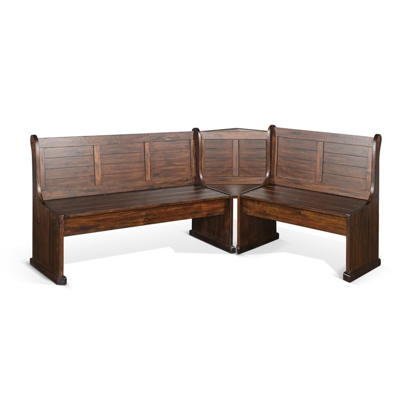 Sunny Designs Tuscany Farmhouse Wood Breakfast Nook Set in Medium Brown