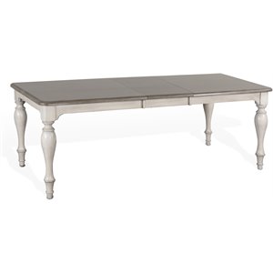 Sunny Designs Westwood Village 90&quot Coastal Wood Dining Table in Taupe Off White