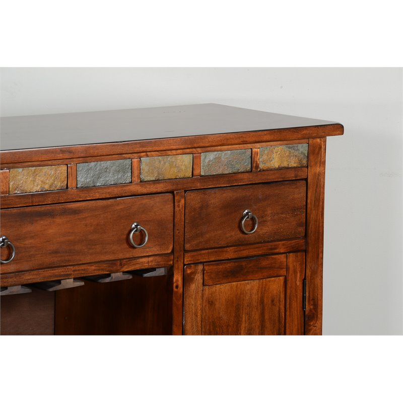 Sunny Designs Santa Fe Adjustable Shelf Farmhouse Wood Buffet in Dark Chocolate