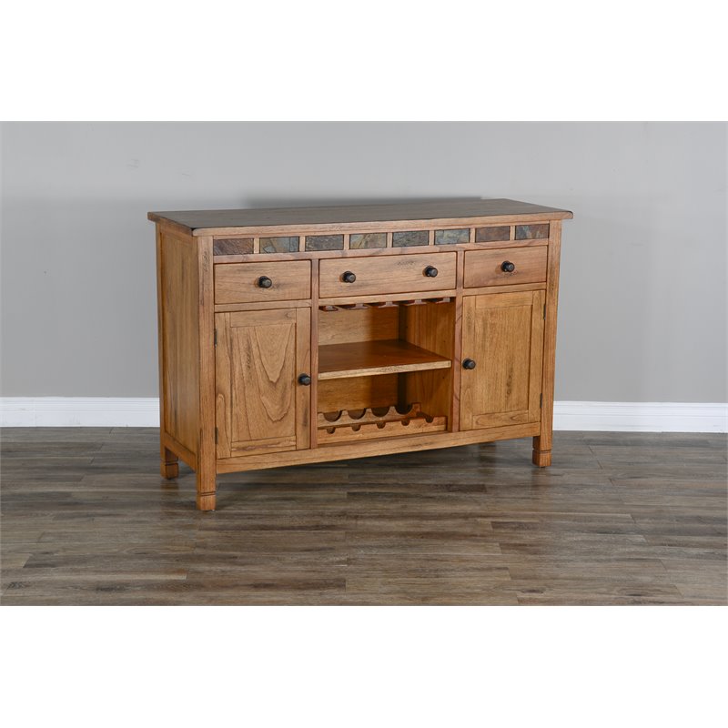 Sunny Designs Sedona Adjustable Shelf Farmhouse Wood Buffet in Rustic Oak