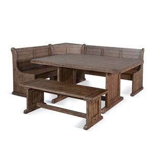 Sunny Designs Doe Valley Farmhouse Wood Breakfast Nook Set in Buckskin