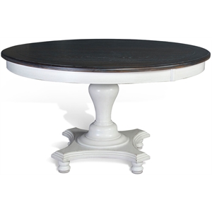 Sunny Designs Carriage House 30&quot Farmhouse Wood Table in White/Dark Brown