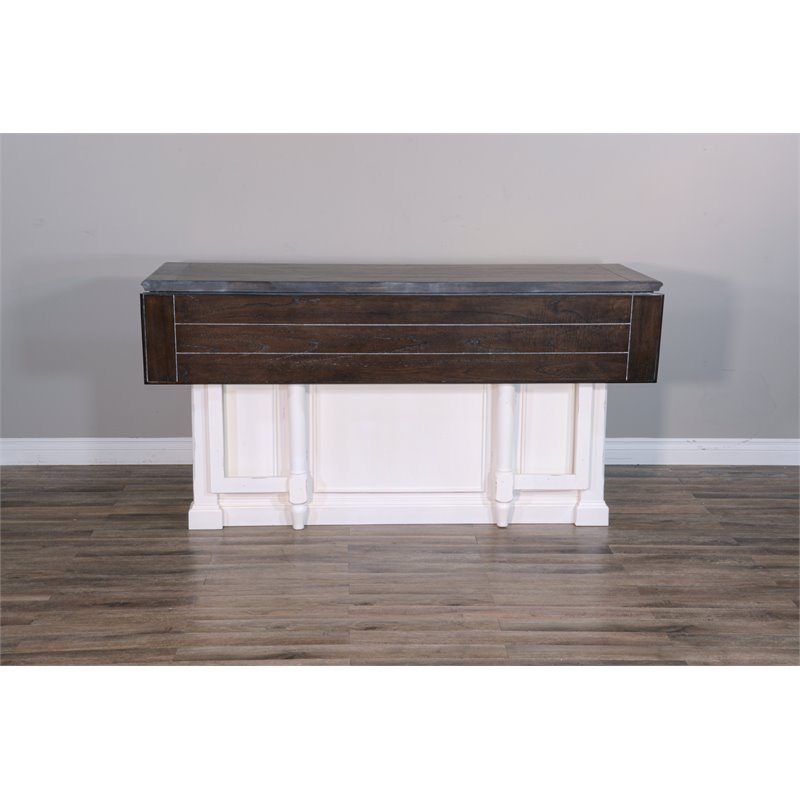 Sunny Designs Carriage House 71.5" Wood Kitchen Island in White/Dark