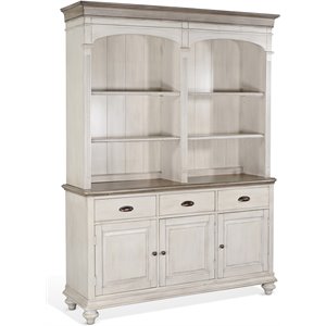 sunny designs westwood village coastal wood buffet and hutch in taupe off white