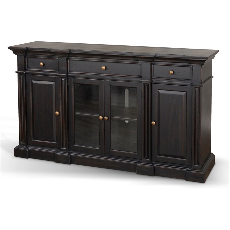 Sunny Designs Scottsdale 66" Transitional Mahogany Wood Buffet in Black