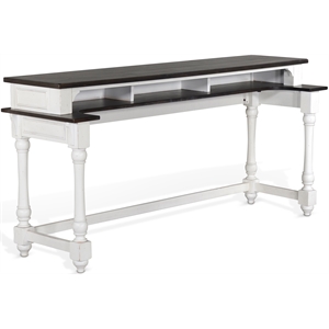 Sunny Designs Carriage House 76&quot Wood Console Table in White/Dark Brown