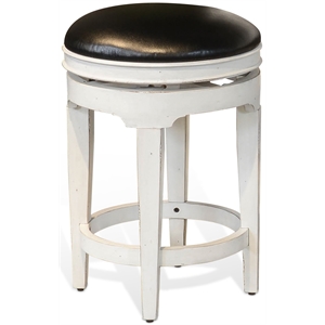Sunny Designs Carriage House 24&quot Wood Swivel Stool in White/Dark Brown