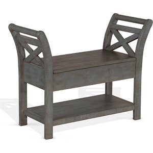 Sunny Designs 28&quot Farmhouse Wood Accent Bench with Storage in Little Boy Blue