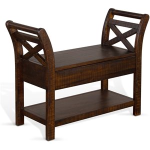 Sunny Designs Homestead 28&quot Wood Accent Bench with Storage in Tobacco Leaf
