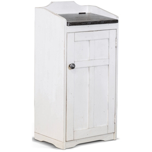 Sunny Designs Carriage House 16&quot Farmhouse Wood Trash Box in White/Dark Brown