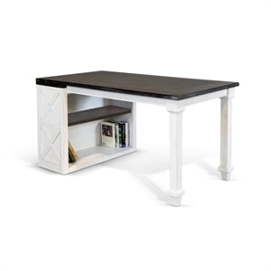 Sunny Designs Sofia 30&quot 2-shelf Farmhouse Wood Bookcase in Dark Brown
