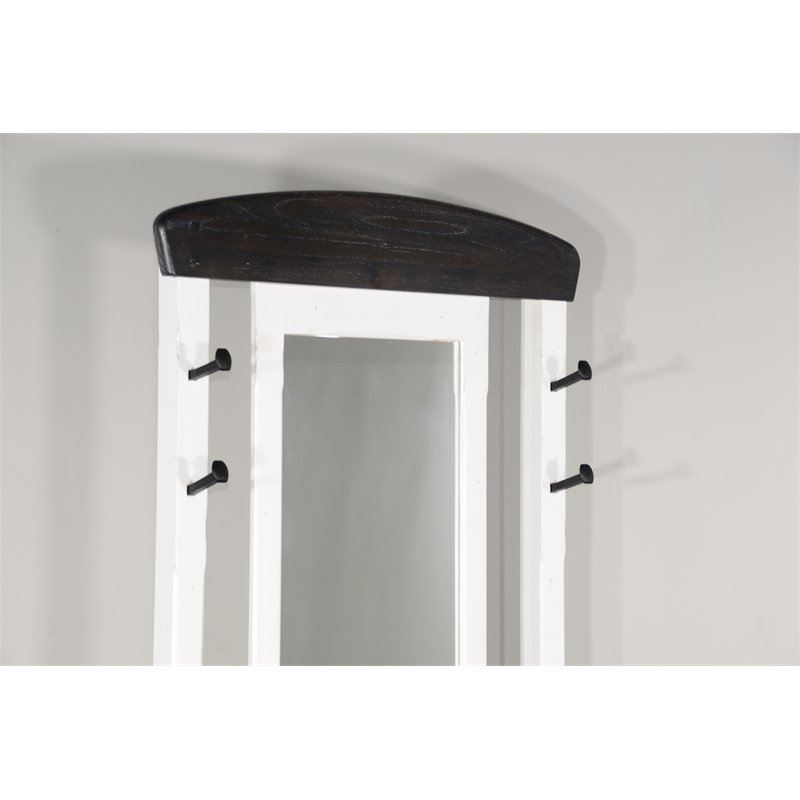 Sunny Designs Carriage House 4-hook Farmhouse Wood Hall Tree in White/Dark Brown